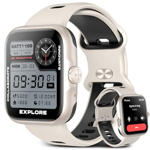 anyloop Smartwatch Herren Damen mit Telefonfunktion, Sportuhr Eingebautes GPS, 1.78 AMOLED Touchscreen, Wasserdicht Fitnessuhr, Schrittzähler, Fitness Tracker Armbanduhr für Android iOS Weiß