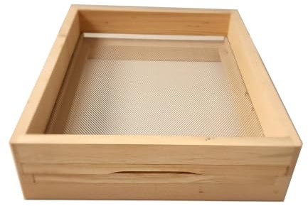 Zander Hochboden aus Weymouthkiefer – mit Edelstahl-Drahtgitter & Hartholzfüßen, Bienenbeute für Zandermaß, Imkerei Boden aus Holz