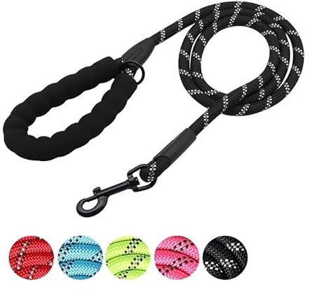 PETSOSTEP Reflective Rope Dog Lead, 1.5M Training Leash for Dogs with Comfortable Padded Handle, Anti Pull Dog Lead for Small, Medium, Large Dogs, Durable & Washable