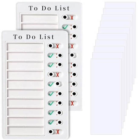 Diffaxy 2 stycken checklista brädor, bärbara To Do List checklista board med 10 blankt papper, veckoplanerare för barn, avtagbar uppgiftslista för att påminna planeraren