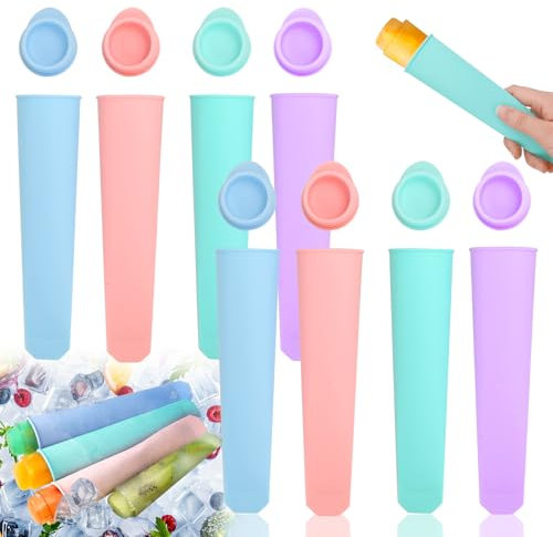 Stampi per Ghiaccioli, 8 Pezzi Formine per Ghiaccioli, Riutilizzabili Stampi Gelato Silicone, Ghiaccioli Stampo, Stampi per Gelati
