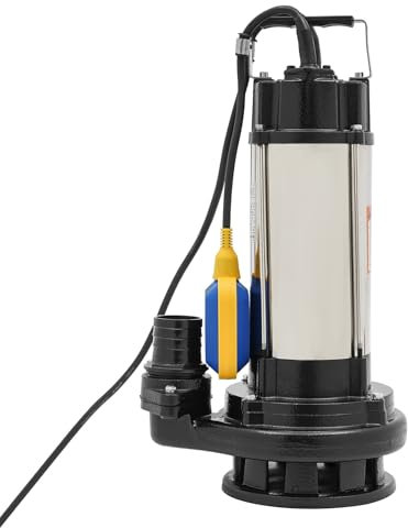 1500 W, 36 000 l/h, eau sale, pompe fécale, pompe submersible avec flotteur et hachoir