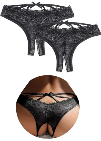 ohyeahlady Tanga Mujer Tallas Grandes Bragas Brasileñas Sin Costuras Invisible Braguitas Encaje Suaves Tangas Elástico Culotte Ropa Interior Divertida Underwear Thong Lingerie Curvy 2 Negro,M