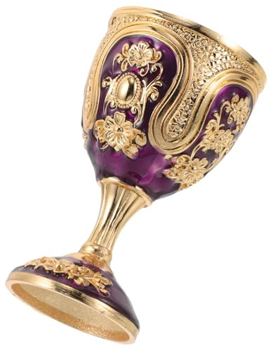Veemoon Cáliz de Metal Dorado Vintage Floral Copa Europea para Licor y Agua Santa Vaso Pequeño para Altar y Decoración Diseño de Tallo Alto para Uso en Ceremonias y Eventos Obsequios