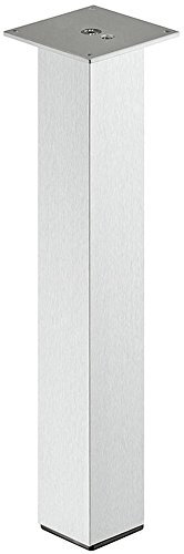 Gedotec Alu Tischbein eckig Tischfuß gerade Möbel-Beine - H1760 | Aluminium rostfrei Silber lackiert | Tischgestell quadratisch 60 x 60 mm | Höhe: 720 mm | 1 Stück - Möbelfuss ohne Höheneinstellung