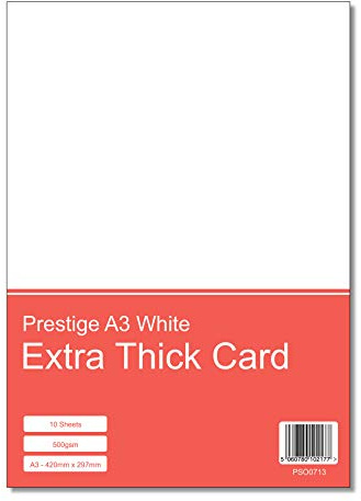 Prestige Premium Super Thick A3 White 500gsm Craft Card - Extra Thick Crafting Card (Pack of 10 Sheets)