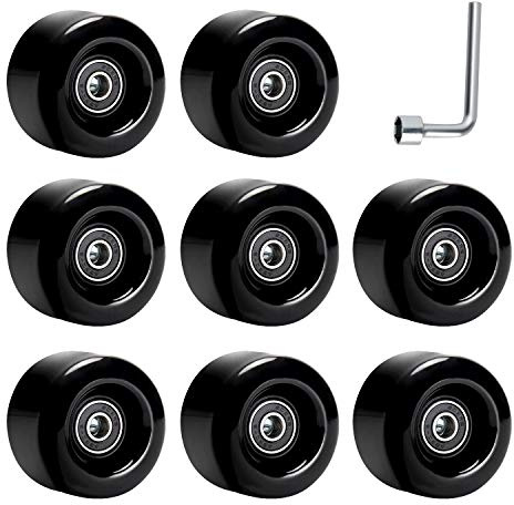 TOBWOLF 8 Pack 58mm x 32mm, 82A Outdoor Quad Roller Skating Wheels, PU Wear-Resistant Wheels Replacements Double-Row Roller Skates Accessories