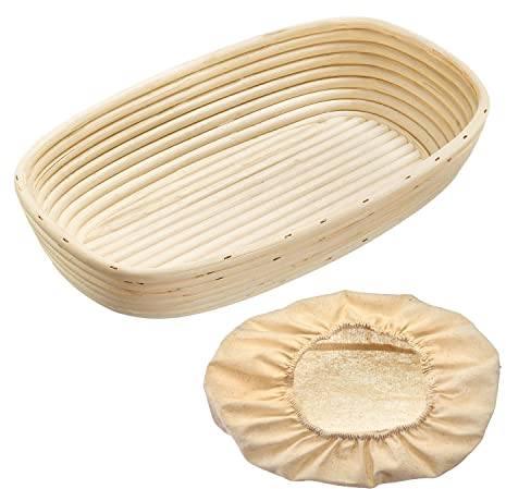 Westmark cesta de fermentación, cesta de fermentación ovalada + tapas, mimbre/algodón, beige claro/beige, 3234227B