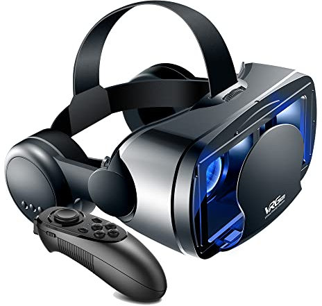 NEWSTYP 5~7 Pouces VRG Pro 3D VR Lunettes Réalité Virtuelle Plein Écran Visuel Grand Angle VR Lunettes Boîte pour 5 à 7 Pouces Smartphone Lunettes avec Télécommande Bluetooth (Pro)