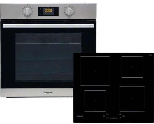 Hotpoint HotSA2Induct Built In Electric Single Oven and Induction Hob Pack - Stainless Steel/Black - A+ Rated