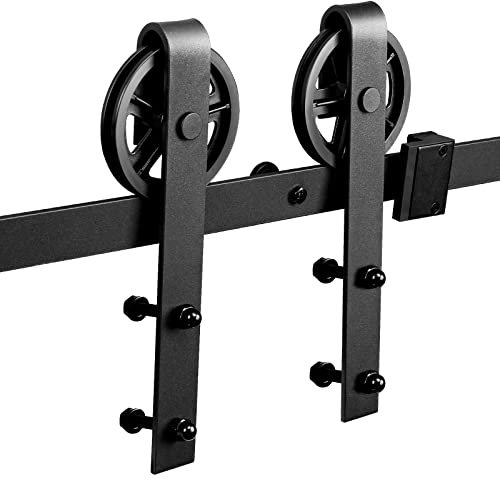 Sonnewelt Herraje para puerta corredera, 200 cm, riel para puerta corredera, sistema de puerta corredera, sistema de puertas correderas hasta 150 kg, Big Wheel