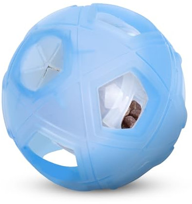 LumoLeaf Hunde-Leckerli-Ball, 13 cm Interaktives Intelligenzspielzeug für kleine & mittelgroße Hunde, Einstellbarer Schwierigkeitsgrad, Futterspender & Anti-Schling-Funktion, Blau