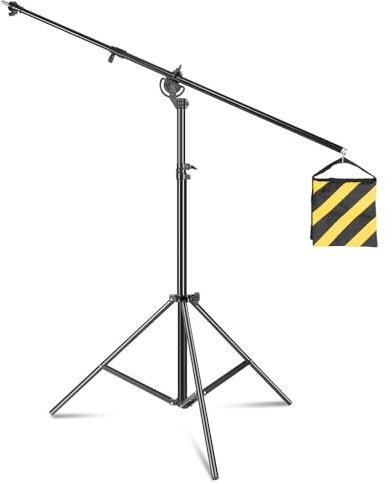 Andoer 4m Soporte de luz con Brazo y Bolsa de Arena, Soporte de Trípode con Cámara de Aire Ajustable con Tornillo de 1/4 y 3/8 para Estudio Video Reflector Paraguas Monolight, Carga Máxima de 5kg