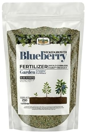 Old Cobblers Farm™ Wicked Growth Blueberry Fertilizer 10-10-10 - Enhanced with Ammonium Sulfate Optimal Growth, Rich Berries, Strong Roots - Eco-Friendly, Balanced Feed (5/10/15/20 lbs) (15lbs)