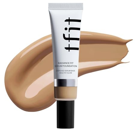 TFIT Radiance Fit Serum Foundation - Flawless Coverage, Dewy finish, Long-lasting, Lightweight, Korean Makeup,1.05 Oz. (N03 Ginger, 1.05 Oz.)