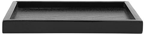 Cocoarm Solid Wood Serving Tray Multi-functional Tea Tray Coffee Tray Prevent Spillage Rectangle Wood Tray Black Restaurant Tray Perfect for Holds Water, Tea, Coffee, Cakes, Fruits (22 * 15)