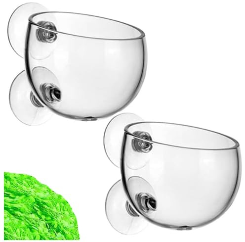 Aquatic Plant Cup with 2 Suction Cup, Wanfoou 2 PCS Aquatic Plant Cups with Hole, Crystal Glass Aquatic Plant Cup Pot Holder with Suction Cups for Fish Tank Aquarium Decor