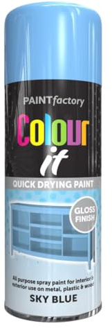 AlezyB - 6 x Sky Blue 400ml All Purpose Spray Paint | Use on Metal, Wood, Plastic and Multipurpose Aerosol Professional Quality Perfect Finish, for Interior Exterior and Excellent Coverage