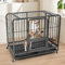 Hundekäfig für Zuhause XXL Hochbelastbar, Hundegitterbox 108.5 x 73.5 x 94cm für Mittelgroße und Große Hunde, Abnehmbares Reinigungstablett mit Abschließbaren Rädern