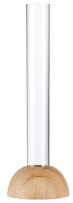 Shienfir Jarrón de propagación de plantas, florero hidropónico, tubo de ensayo con soporte de madera, jarrón transparente para decoración del hogar, oficina, escritorio, transparente