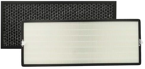 vhbw 2-delat filterset kompatibel med Rowenta Intense Pure Air Connect PU6080, PU6080 F0 luftrenare – HEPA-filter, aktivt kolfilter
