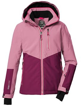killtec Bambine e ragazze Giacca da sci/giacca funzionale con cappuccio e paraneve KSW 207 GRLS SKI JCKT, hellrosa/dunkel himbeere, 140, 43561-000