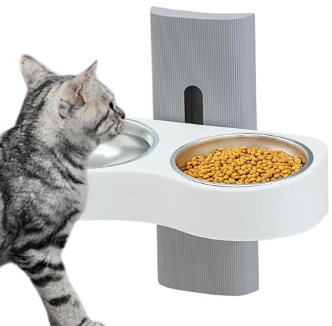 Removable Dog Bowls - Lightweight Double Pet Food Bowls | Adjustable Height Wall Mounted Cat Bowls - Versatile Pet Feeding Bowls, Basin