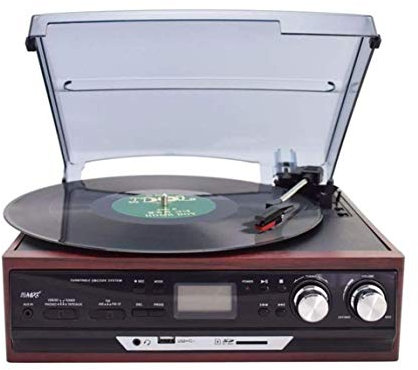 WDWDW Reproductor de Vinilo Vintage, Tocadiscos, Reproductor Bluetooth/FM, Tocadiscos, gramófono de Estilo Negro clásico