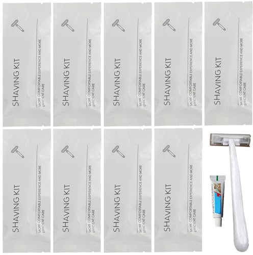 Confezione da 10 rasoi usa e getta di lusso confezionati singolarmente con crema da barba; puliti e igienici; rasoio da viaggio per il corpo privato; set di rasoi portatili per casa, hotel e viaggi