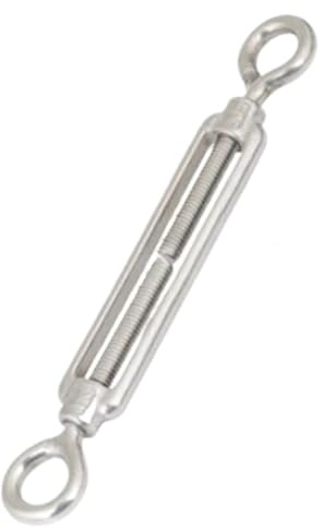 AHUFGN Tiranti per Filo Acciaio 1 pz M4/M5/M6/M8 Tenditore in Acciaio Inox 304 Bullone Gancio Rigging Vite Occhio Tensionamento della Fune Tenditore connettore Stretto(M8,O to O)