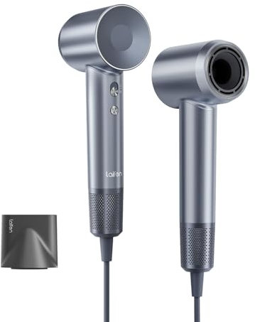 Laifen Asciugacapelli con 200 Milioni di Ioni Negativi, Phon da Viaggio con Motore Brushless a 110.000 Rpm Per Asciugatura Rapida, Phon Ad Alta Velocità Silenzioso con Ugello Magnetico (Argento)