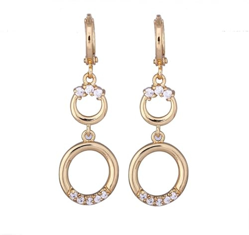 AMDXD Orecchini a cerchio in oro 750 18 carati, con moissanite, in oro giallo 18 carati, stile Liberty