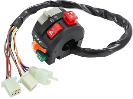 Interrupteur de Commande Interrupteur De Moto 22m, 7/8 Pouces, Montage Sur Guidon, Faisceau Haut/bas, Clignotant, Klaxon, Lumière Chauffante, Bouton De Démarrage Et D'allumage