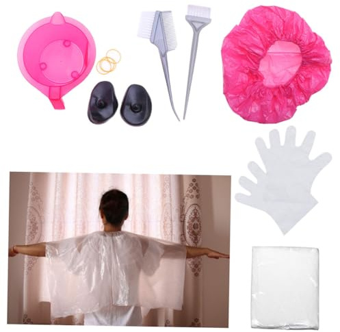 TOPPERFUN Kit Parrucchiere per Colorazione Chioma 7 Pezzi in Plastica Pennello e Pettine per Tinta, e Cappuccio Doccia per Uso Domestico Fai da Te Colore Casuale