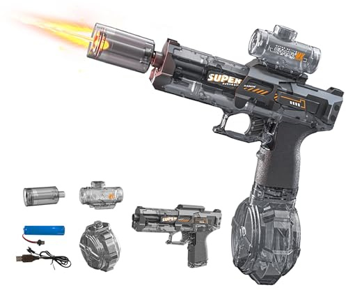 Deserthome Electric Water Guns for Adults Kids, Automatic Electric Squirt Gun with Long Range, High Capacity Water Pistol Blaster Soaker, Water Toys for Summer Outdoor Beach Swimming Pool (Gray)