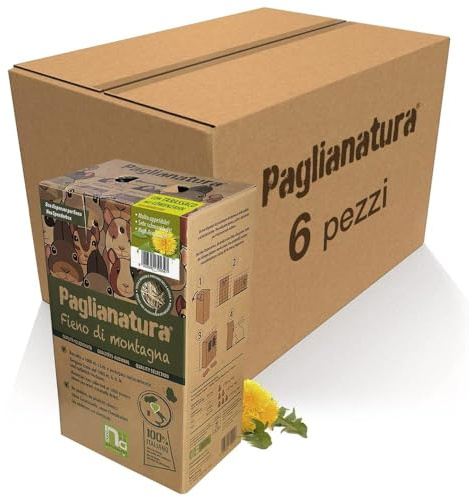 Dispenser di Fieno di Montagna con Tarassaco | 100% Naturale, Ricco di Fibre | Mangime per Conigli, Roditori e Piccoli Animali | Alimentazione Sana e Equilibrata (6 pezzi)