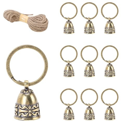 Buachois 10 Campanas de Cobre Puro, Campanas de Viento pulidas a Mano, pequeñas artesanías, Campanas Colgantes para Gatos y Perros pequeños para decoración navideña con Llaveros