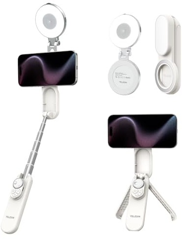 TELESIN Magnetiskt selfiepinne stativ och magnetiskt selfieljus