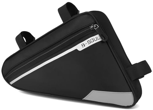 DiULi Sacoche Cadre Vélo Triangle, Grande Capacité 29x20x5cm, Sacoche de Vélo Étanche avec Bande Réfléchissante et Poche Filet Arrière, pour Téléphone Pompe Bikepacking VTT Route
