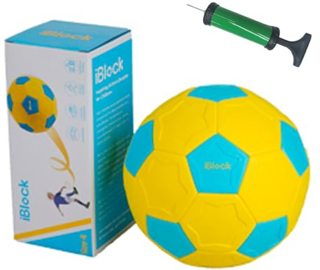 Smartwo Children's Football Size 4, Curve Ball for Tricks, Football Gift for Boys Girls, Soft Football Toddlers, Outdoor Ball Games with Pump (Blue & Yellow)