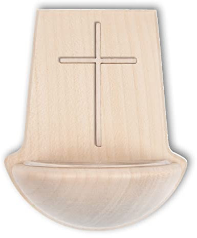 Fritz Cox Weihwasserbecken mit Kreuz | ein Gefäß für geweihtes Wasser | toll für Zuhause | inkl. Weihwasser-Einsatz | Holz | 11x9,5cm