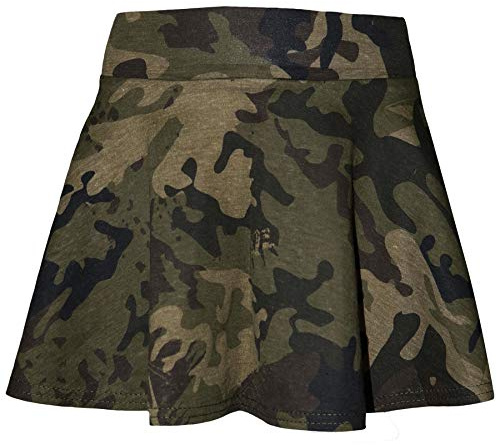 A2Z 4 Kids Filles Uni Patineuse Jupe Camouflage pour École Tendance - Plain Skater Skirt Camo Green 13