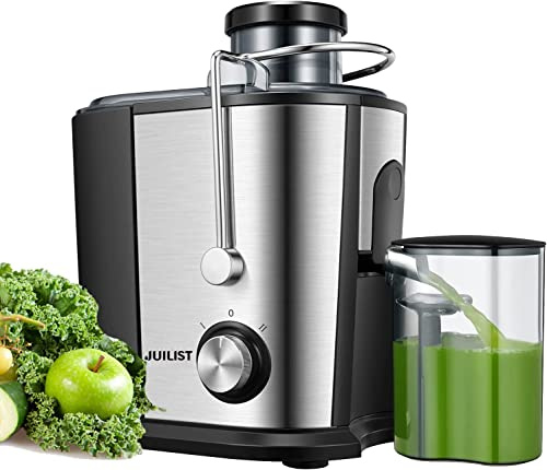 Juilist Juicer Machines with Anti-drip & Anti-slip Function, Centrifugal Juicer Whole Fruit and Vegetable with 3-inch Wide Food Chute, 2 Speeds, Recipe Included, Easy to Clean
