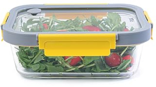 Pika - Boite alimentaire 1050ml en verre et couvercle en verre trempé - Hermétique, Compatible au micro-ondes, four, congélateur - GlassShock