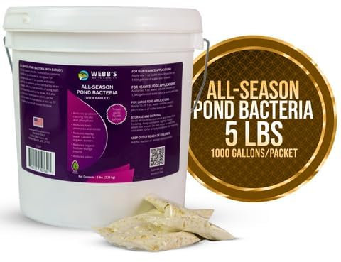 Webb's Water Gardens Pond Maintenance Packets with Barley - Natural Pond Care for Large Ponds & Lakes - Safe for Koi & Fish - 20 Packets - Treats 1/4 Acre for 2.5 Months