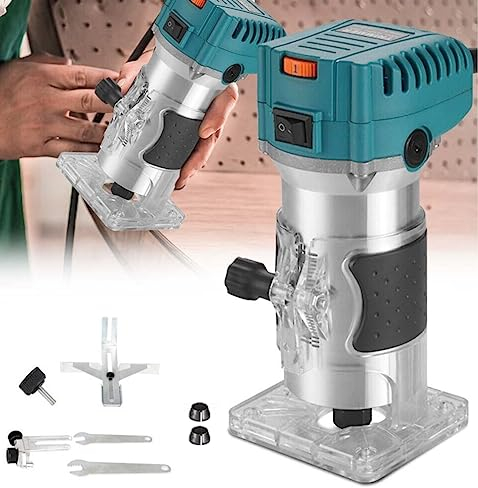 Rifilatore Fresatrice Verticale Elettrica 800W 3000RPM con Regolazione Velocità Fresatrice Palmare Rifilatore per Legno 6mm 6.35mm 8mm Fresa a una Mano per Bordi Lavorazione del Legno