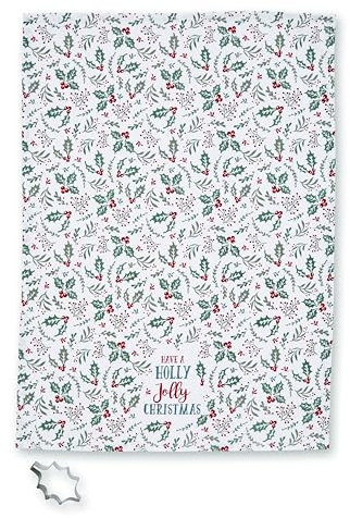 Cooksmart Juego de paños de Cocina y Cortador de Navidad de diseño británico | Toallas de Navidad y Cortador para la Temporada Festiva | Paño de Cocina de Navidad con Cortador para Todo Tipo de