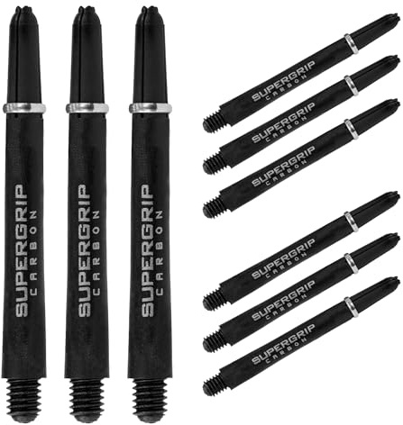 Harrows Darts 3 x Sets of SuperGrip Carbon Dart Stems - 9 Dart Shafts in Total -Available in 3sizes -Tough Carbon Composite - Medium Silver