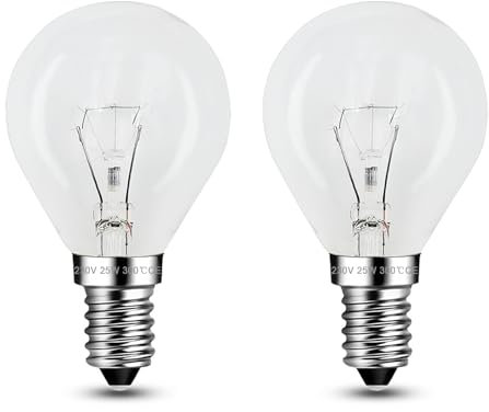 EASYIVY Lampadina Forno E14 Dimmerabile, G45 Lampadine a Incandescenza Fino a 300 Gradi, Bianca Calda 2700K Lampadina Globe E14 230V per Forno, Lampada Lava, Lampadario, 2 Pezzi