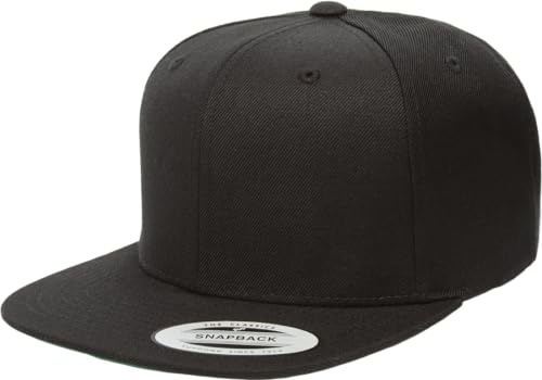 YP Classics 6089 Wool-Blended High Profile Flatbill Snapback Cap, Black